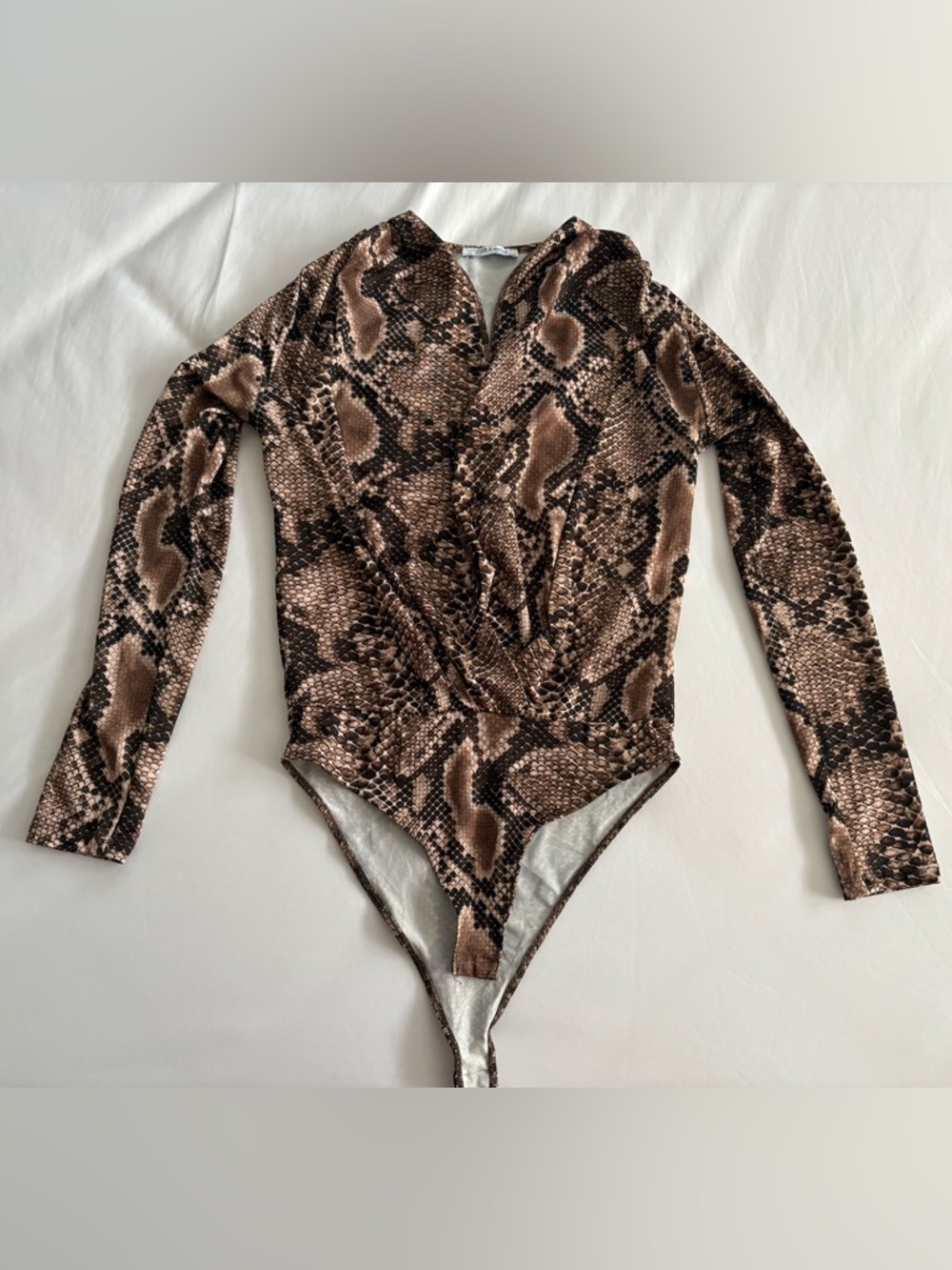 Zara Trafaluc Snakeskin Print Long Sleeve Bodysuit - Size S